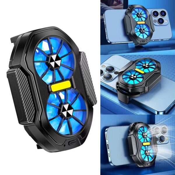 Dual Fan Mobile Phone Radiator Plug-in/Rechargeable Portable Game Heat Sink Air Cooling Type-C for Android IOS PUBG Game Cooler 1