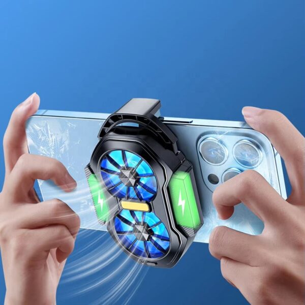 Dual Fan Mobile Phone Radiator Plug-in/Rechargeable Portable Game Heat Sink Air Cooling Type-C for Android IOS PUBG Game Cooler 4