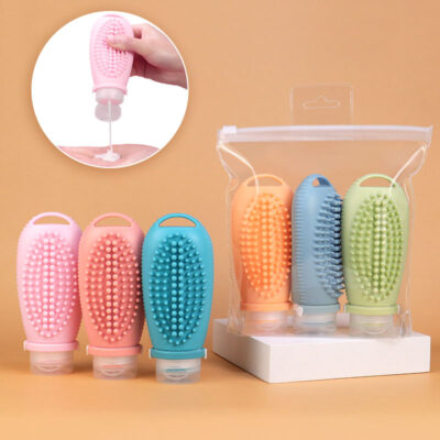 2026 Eco-Friendly Trending Products Portable Pink Silicone 100ML Refillable Shampoo Bottle BPA-Free Travel Essentials Kit Lotion