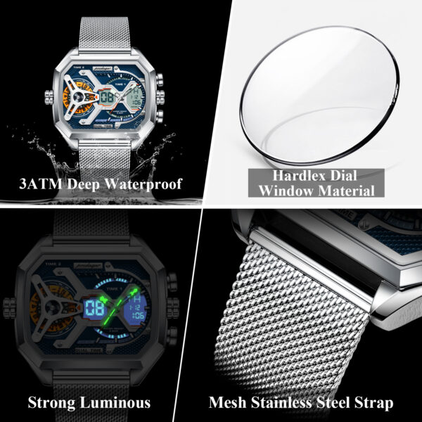 Poedagar Luxury Square Men’s Chronograph Watch - LW006 - Image 4