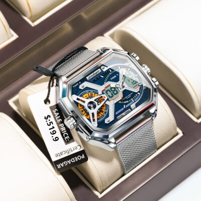 Poedagar Luxury Square Men’s Chronograph Watch - LW006