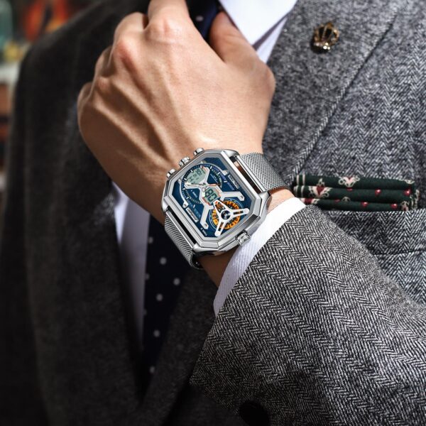 Poedagar Luxury Square Men’s Chronograph Watch - LW006 - Image 6
