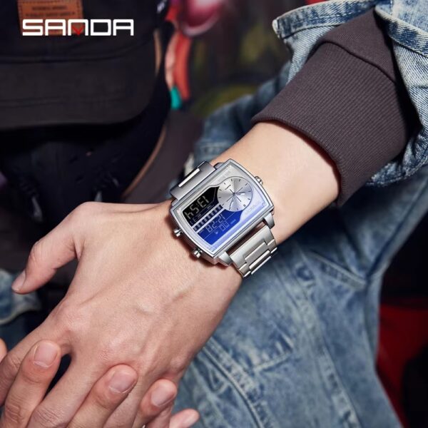 SANDA Men’s Digital Leather Sport Watch - LW004 - Image 2