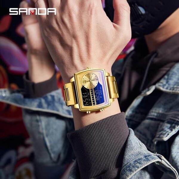 SANDA Men’s Digital Leather Sport Watch - LW004 - Image 3