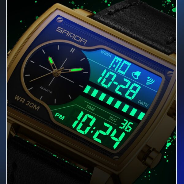 SANDA Men’s Digital Leather Sport Watch - LW004 - Image 6